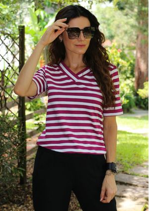 Blusa Pau a Pique Listrada Fúcsia