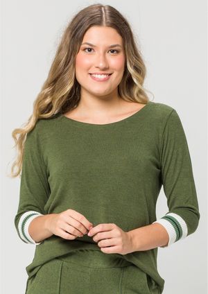 Blusa Pau a Pique Manga 3/4 Verde