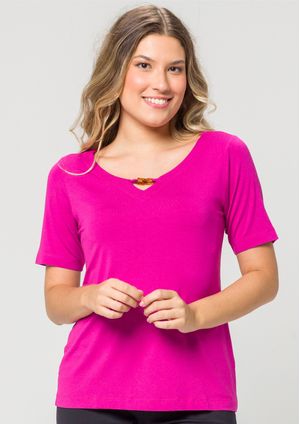 Blusa Pau a Pique Básica de Viscolycra Fúcsia