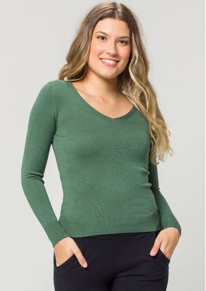 Blusa Modal Pau a Pique Manga Longa Verde