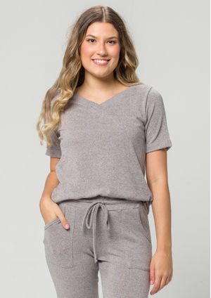 Blusa Pau a Pique Básica de Tricot Cinza