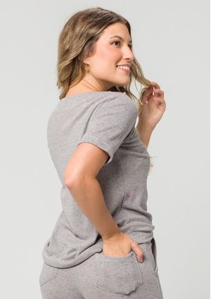 Blusa Pau a Pique Básica de Tricot Cinza