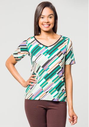 Blusa Pau a Pique Estampada Preto