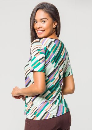 Blusa Pau a Pique Estampada Preto