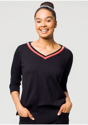 Blusa 3/4 Pau a Pique Básica Preto