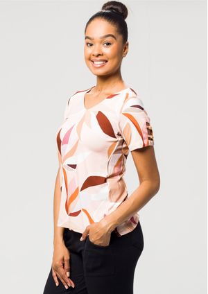 Blusa Pau a Pique Estampada Salmom