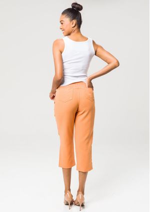 Calça Capri Pau a Pique Básica Viscolinho Laranja