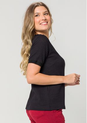 Blusa Pau a Pique Básica em Tricot Preto