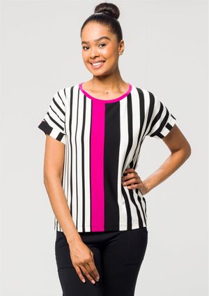 Blusa Pau a Pique Listrada Fúcsia