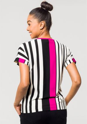 Blusa Pau a Pique Listrada Fúcsia