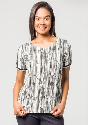 Blusa Pau a Pique Estampada Preto