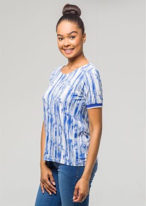 Blusa Pau a Pique Estampada Azul