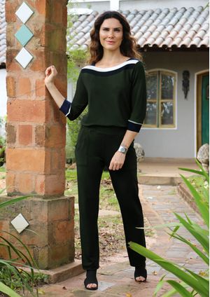 Calça Pau a Pique Básica Moletinho Verde