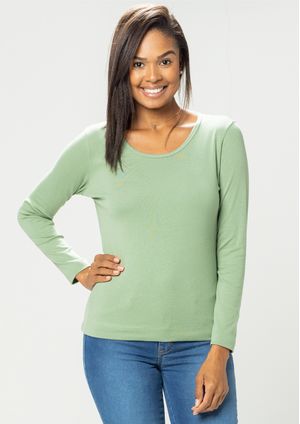 Blusa Manga Longa Pau a Pique Básica Verde