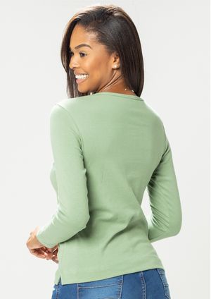 Blusa Manga Longa Pau a Pique Básica Verde