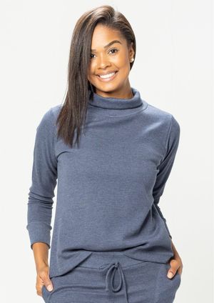 Blusa Pau a Pique Manga Longa Azul
