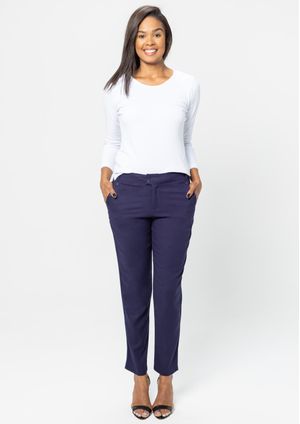 Calça Pau a Pique Linho Azul Marinho