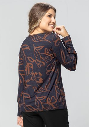 Blusa Pau a Pique Estampada Preto