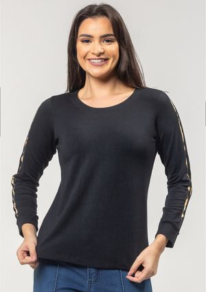 Blusa Pau a Pique Manga Longa Preto