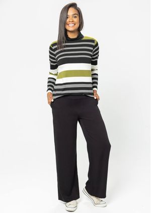 Calça Pantalona Pau a Pique Básica Preto