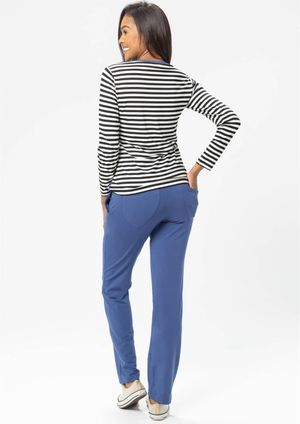 Calça Pau a Pique Básica Moletinho Azul
