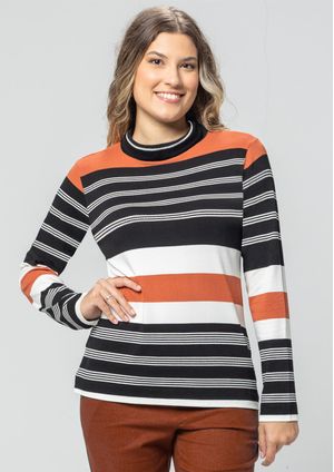 Blusa Cacharrel Pau a Pique Listrada Telha