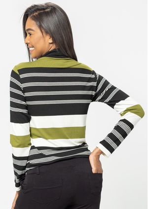 Blusa Cacharrel Pau a Pique Listrada Verde