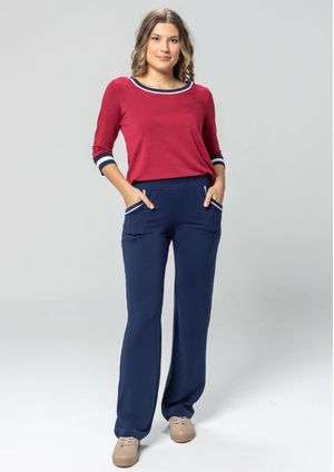 Calça Básica Pau a Pique Moletinho Azul Marinho