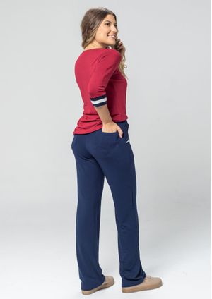 Calça Básica Pau a Pique Moletinho Azul Marinho