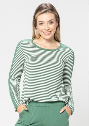 Blusa Manga Longa Pau a Pique Listrada Verde