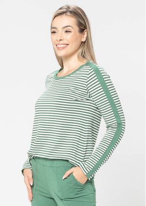 Blusa Manga Longa Pau a Pique Listrada Verde