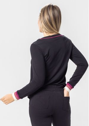 Blusa Manga longa Pau a Pique Básica Preto