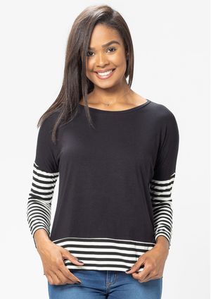 Blusa Pau a Pique Manga Longa Preto