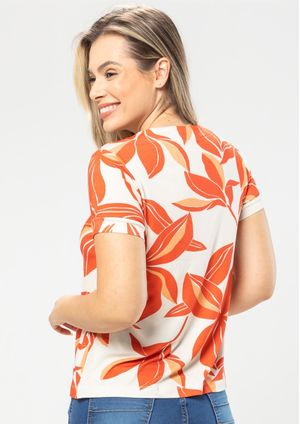 Blusa Pau a Pique Estampada Laranja