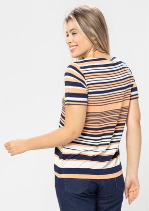 Blusa Pau a Pique Listrada Laranja