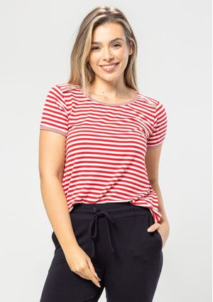 Blusa Pau a Pique Listrada Vermelho