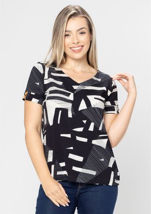 Blusa Pau a Pique Estampada Preto