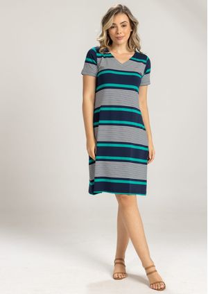 Vestido Pau a Pique Listrado Verde