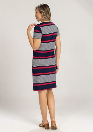 Vestido Pau a Pique Listrado Vermelho