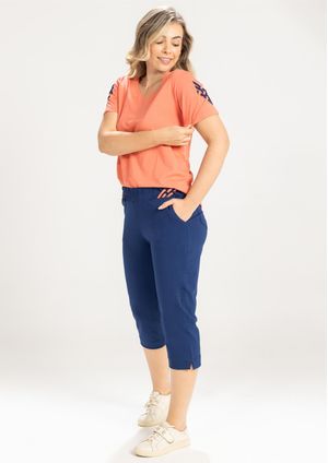 Calça Capri Pau a Pique Básica Azul Marinho