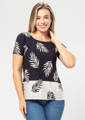 Blusa Pau a Pique Estampada Preto