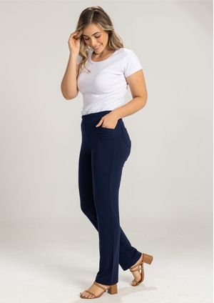 Calça Pau a Pique Básica Moletinho Azul Marinho