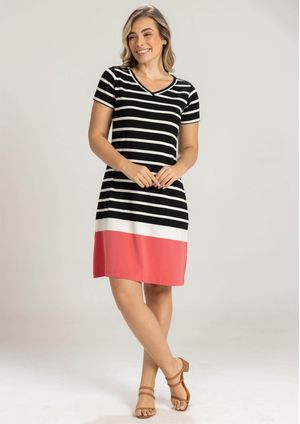 Vestido Pau a Pique Listrado Preto
