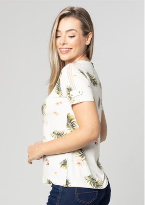 Blusa Pau a Pique Estampada Off White