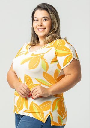 Blusa Pau a Pique Estampada Laranja