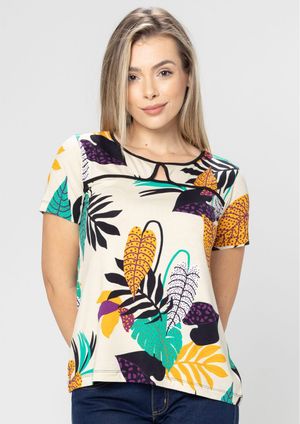 Blusa Pau a Pique Estampada Preto