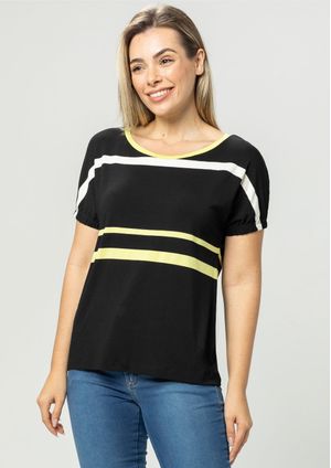 Blusa Pau a Pique Listrada Preto