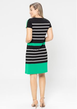 Vestido Pau a Pique Listrado Preto