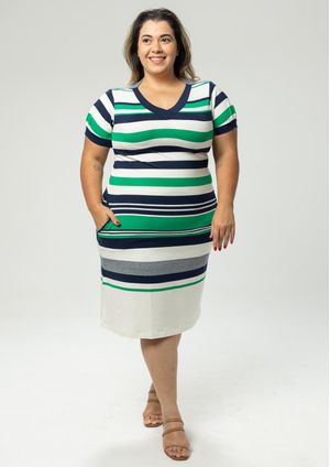 Vestido Pau a Pique Listrado Verde