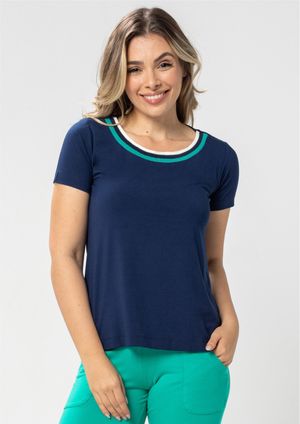 Blusa Pau a Pique Básica Azul Marinho